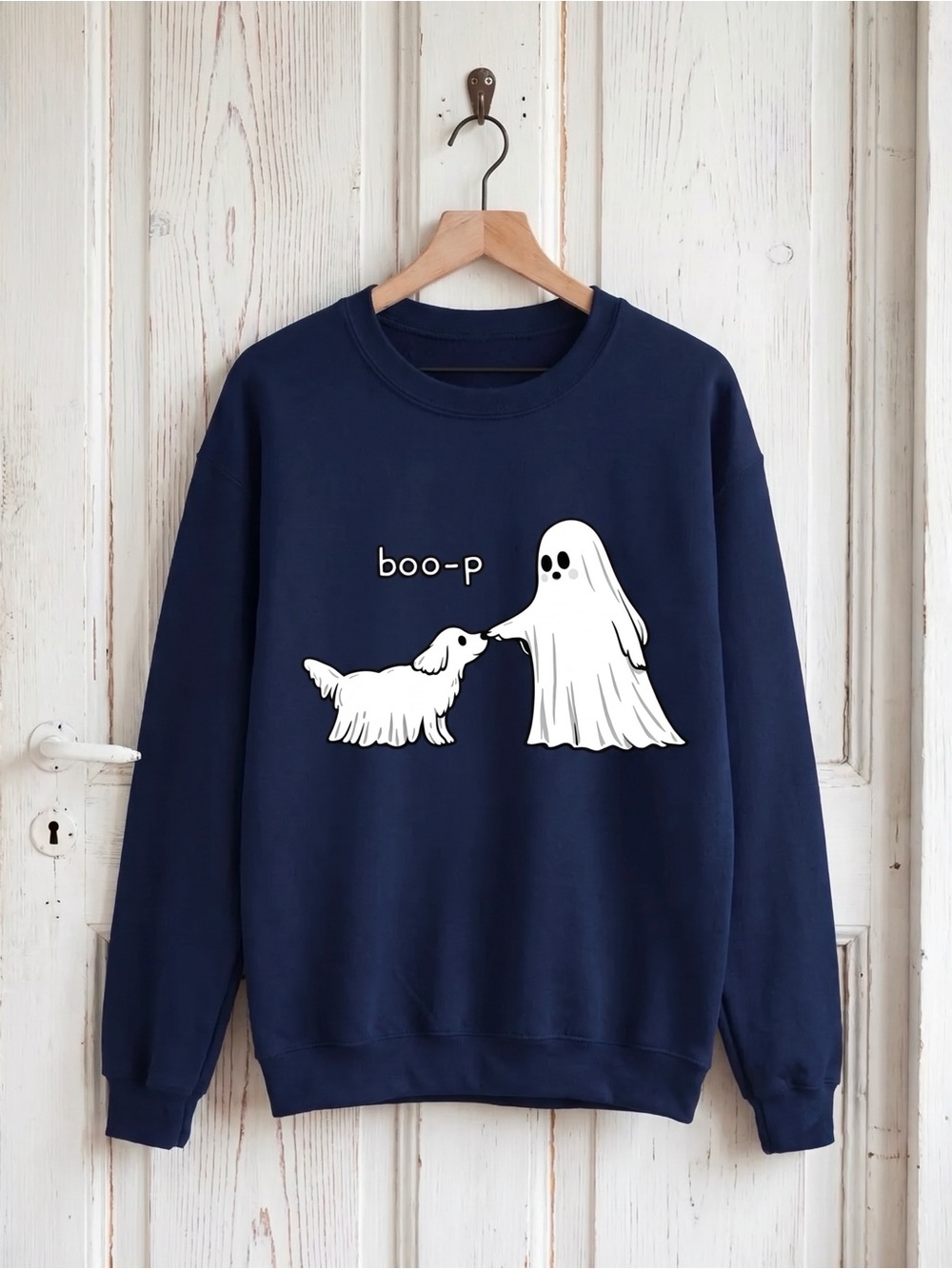Gildan Navy Boo-P Ghost & Dog Sweatshirt